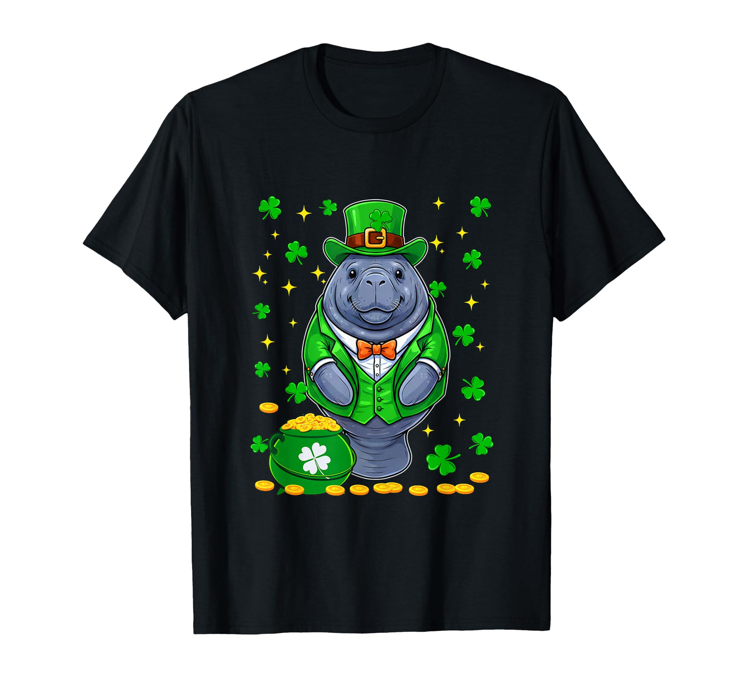 Manatee Wearing Irish Costume St. Patrick's Day Shamrocks T-Shirt