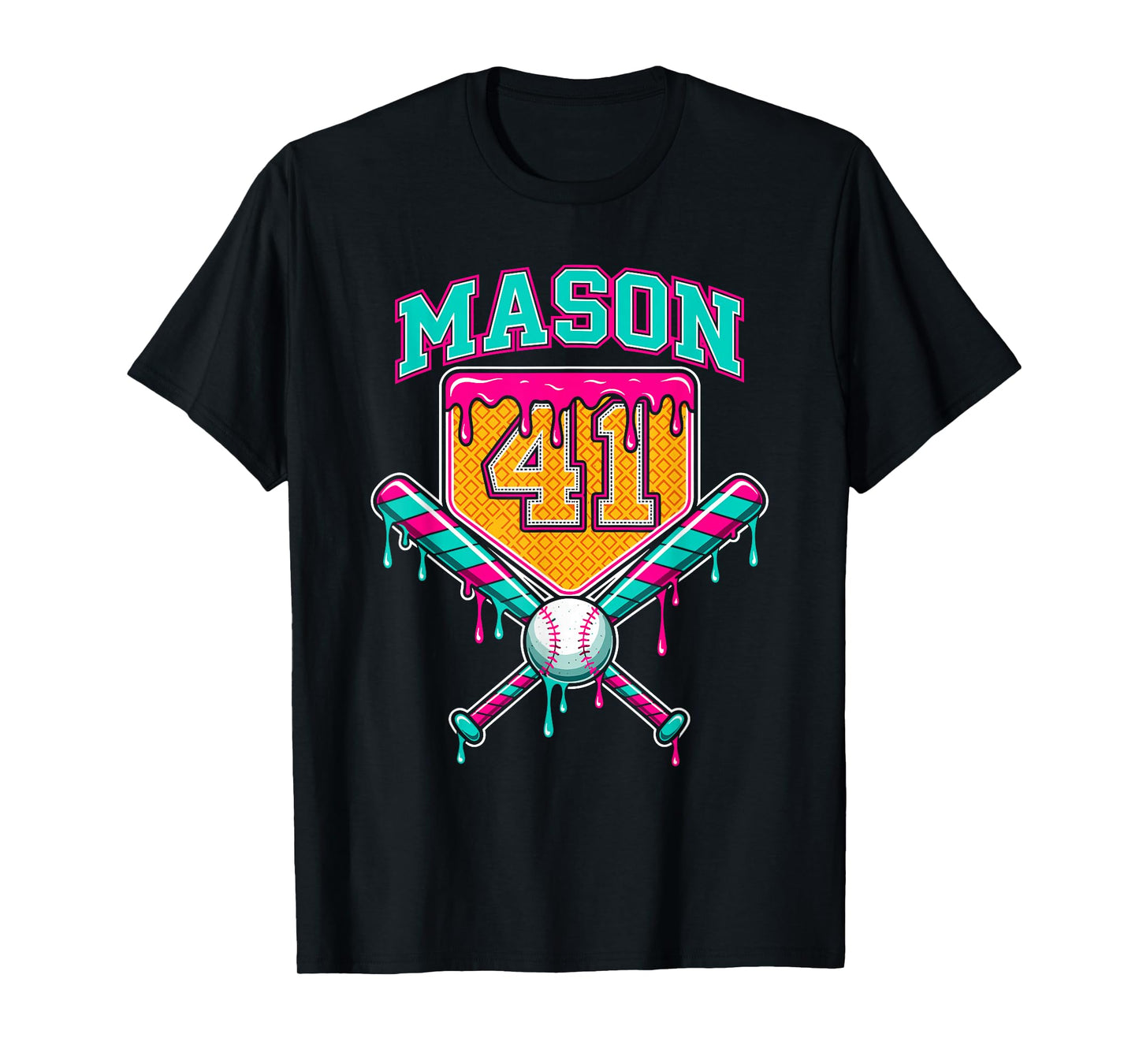 Mason 41 Meme Ice Cream Drip Baseball Birthday Costume T-Shirt