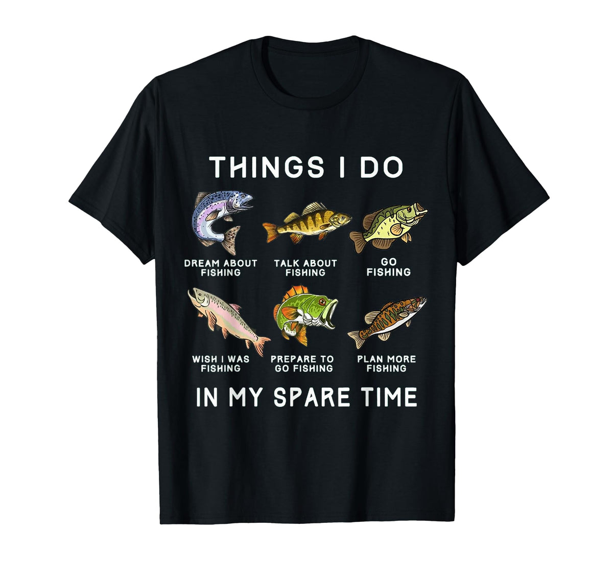 Things I Do in My Spare Time Fishing Boys Men Bass Fishing T-Shirt