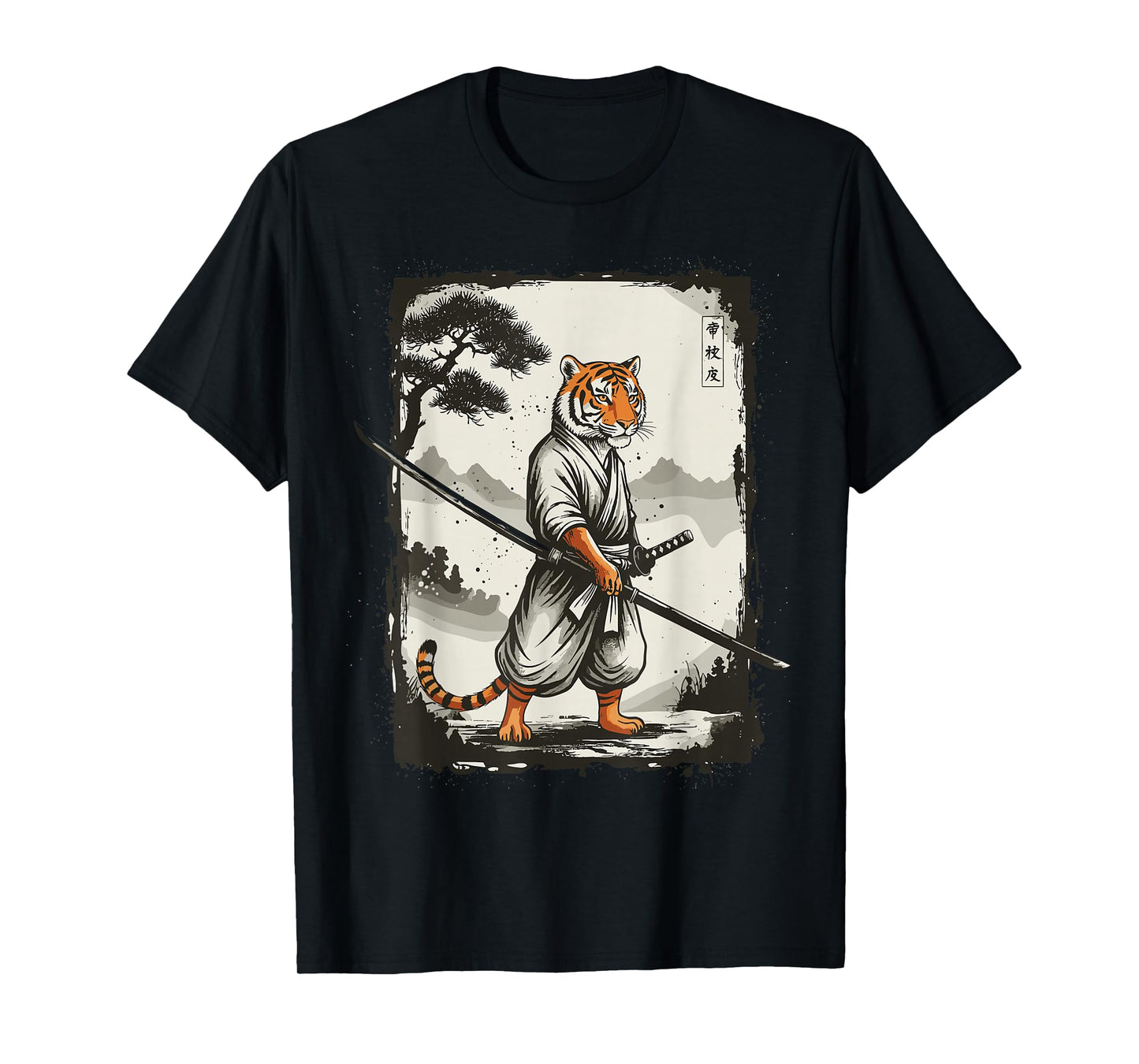 Samurai Tiger Japanese Shirts for Men Warrior Vintage T-Shirt