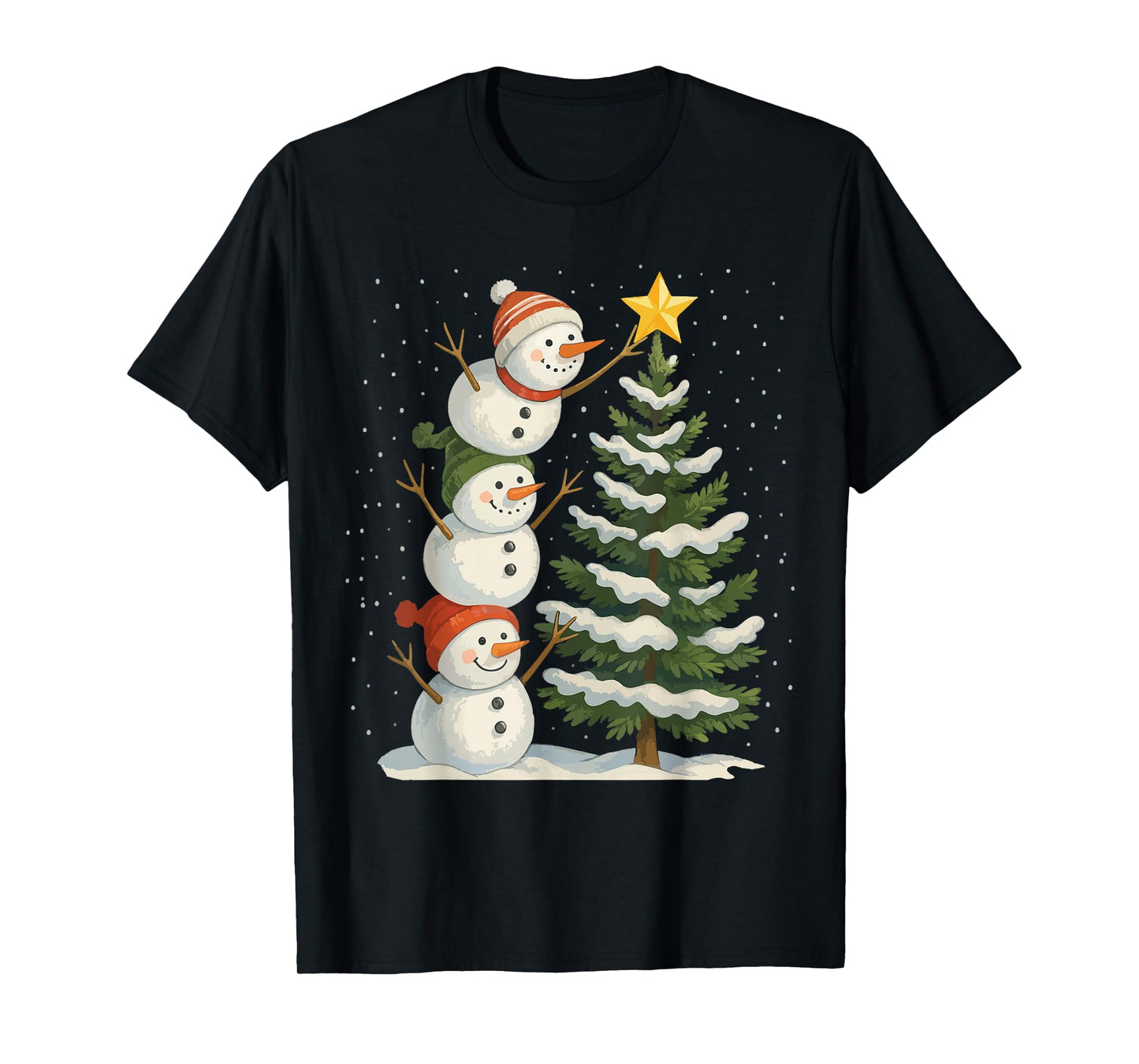 Funny Christmas Snowman Topper Tree Holiday Family Women Men T-Shirt
