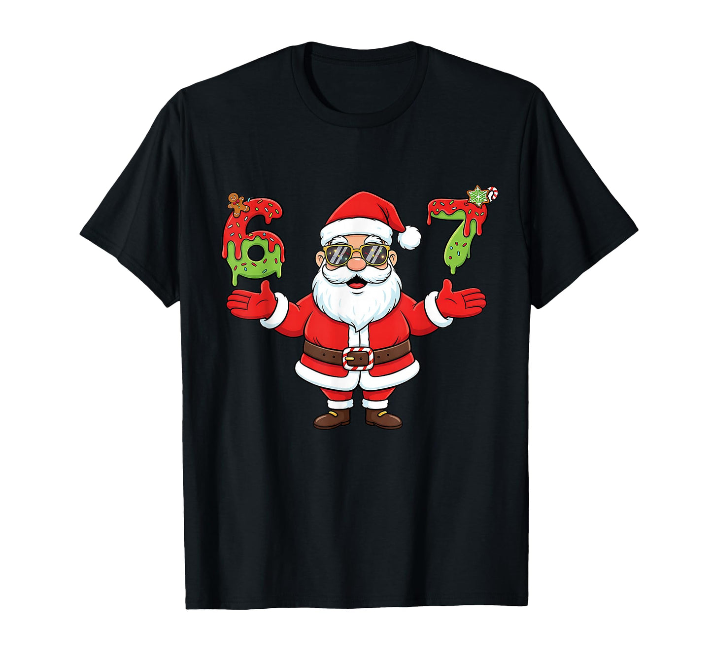 67 Christmas Santa Funny Six Seven Ice Cream Drip Christmas T-Shirt