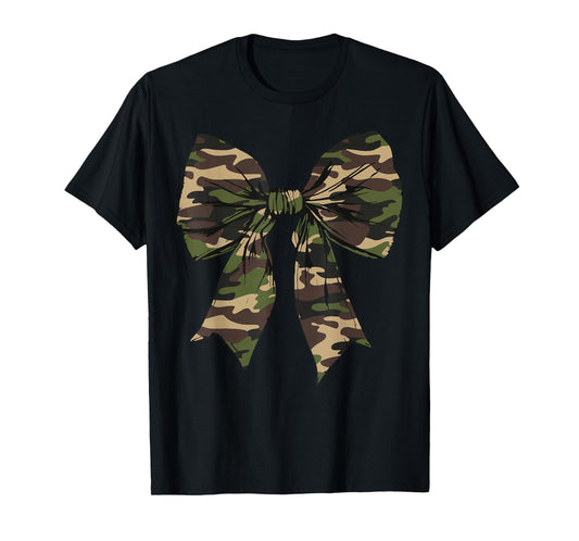 Camouflage Old Camo Bow Camo Coquette Bow Hunting Women Girl T-Shirt