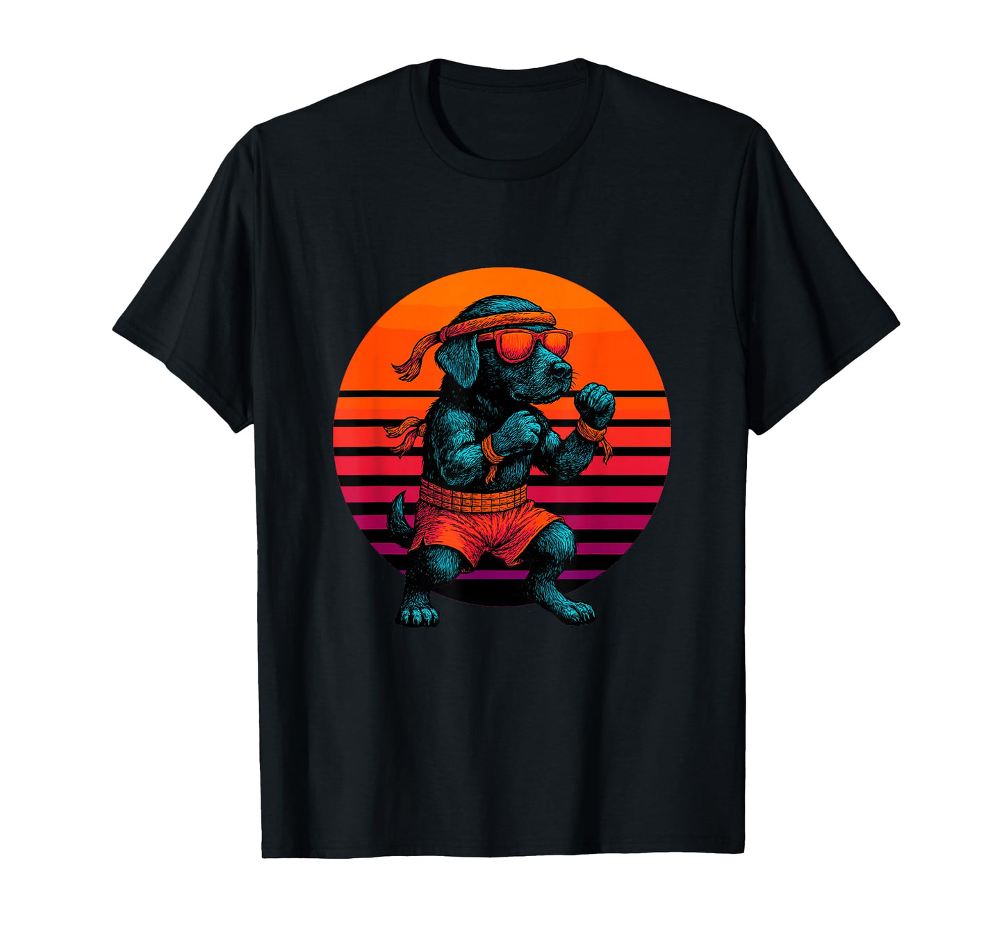 Retro Dog with Gloves Muay Thai Fighter T-Shirt
