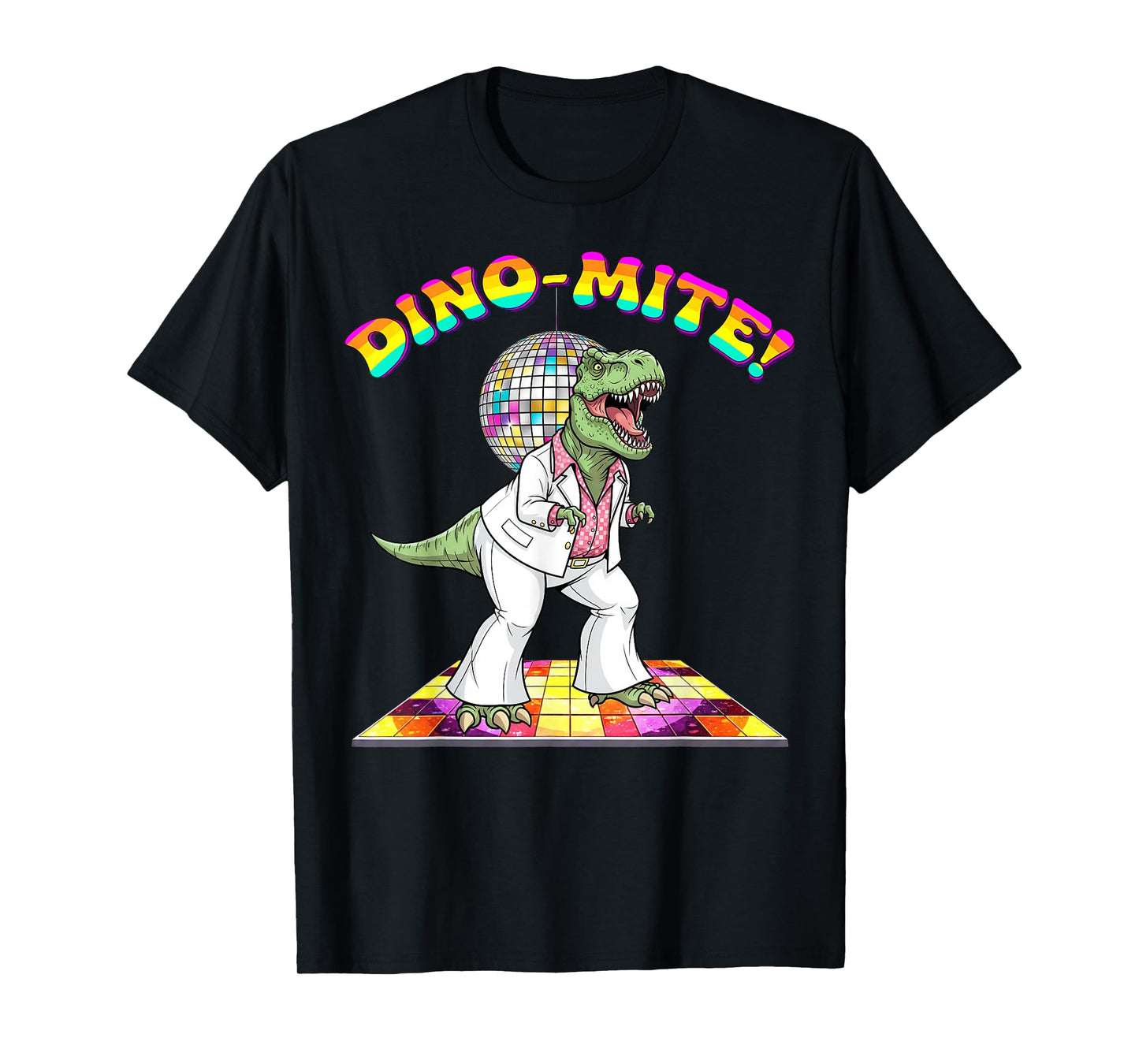 Dino-Mite! Funny T-Rex Dinosaur Disco Dancing 70s Retro T-Shirt