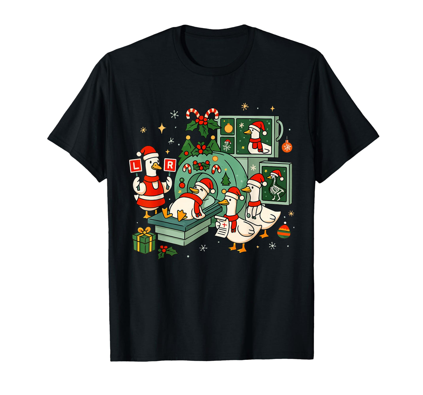 Funny Radiology Goose Nurse X-Ray Tech Christmas Xmas Vibes T-Shirt