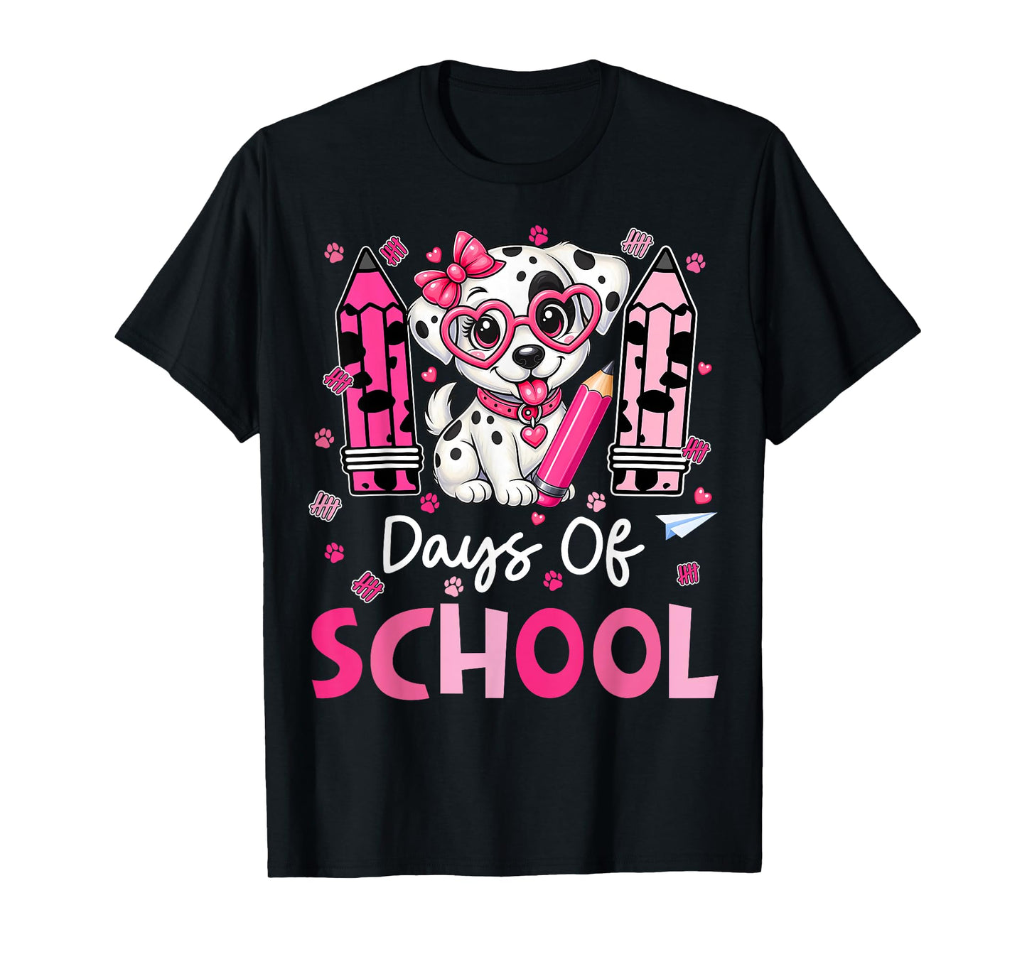 100 Days of School Cute Dalmatian Dog Teachers Girls Kids T-Shirt