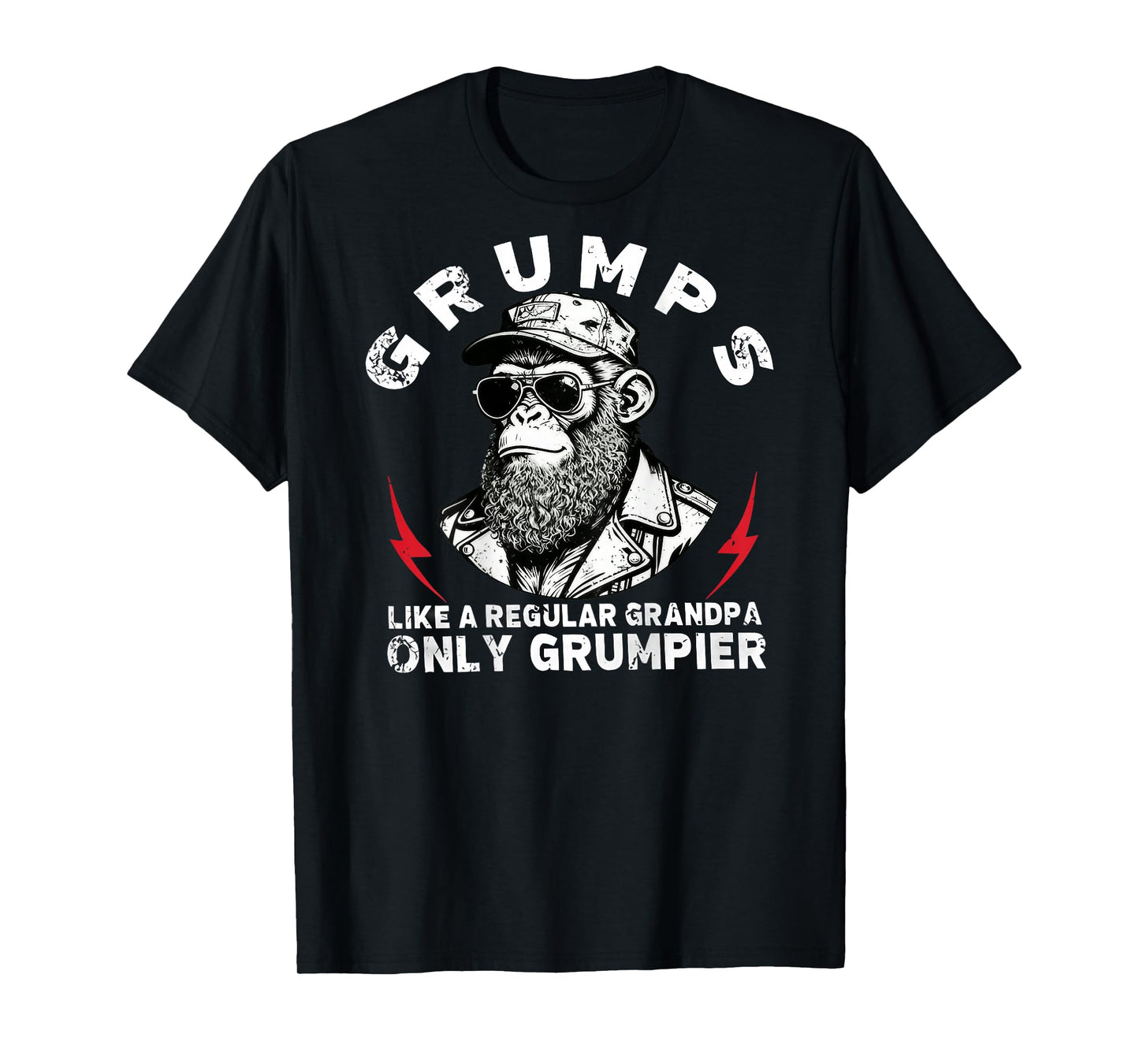 Grumps Like A Regular Grandpa Only Grumpier Monkey (On Back) T-Shirt