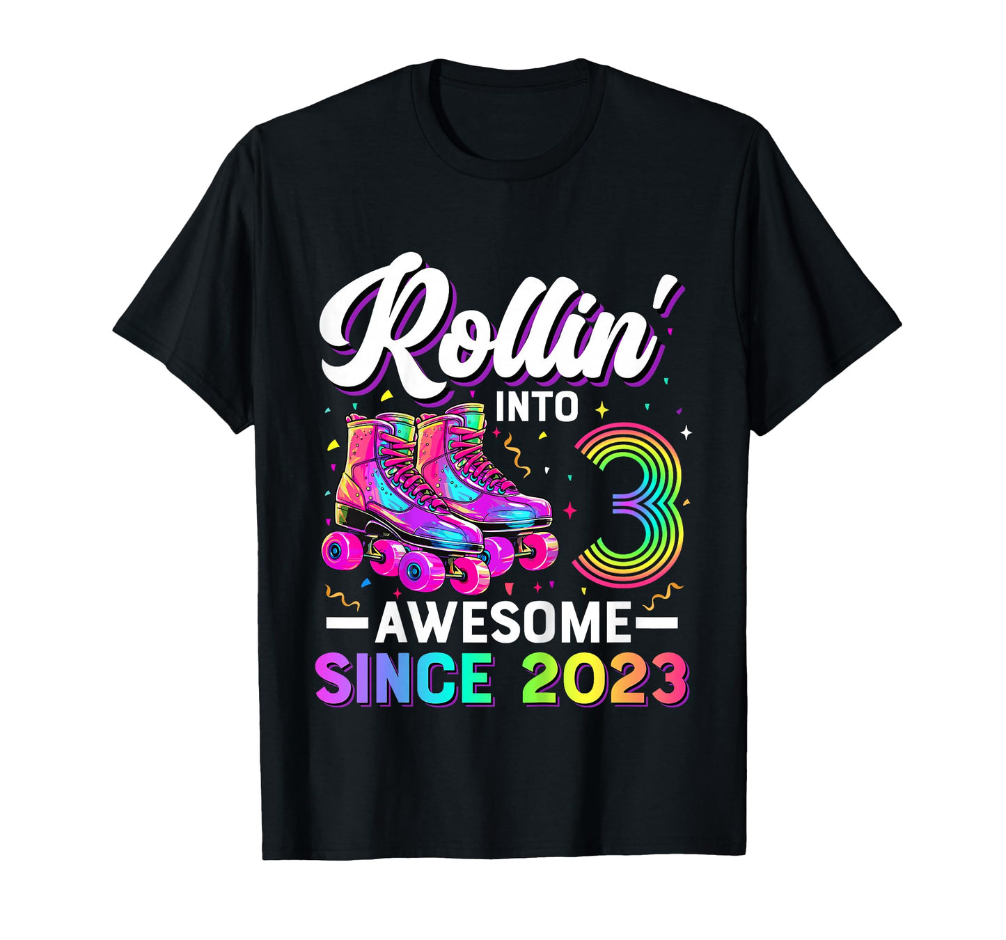 Kids 3rd Birthday Shirt Girl 3 Year Old Roller Skate Skating T-Shirt