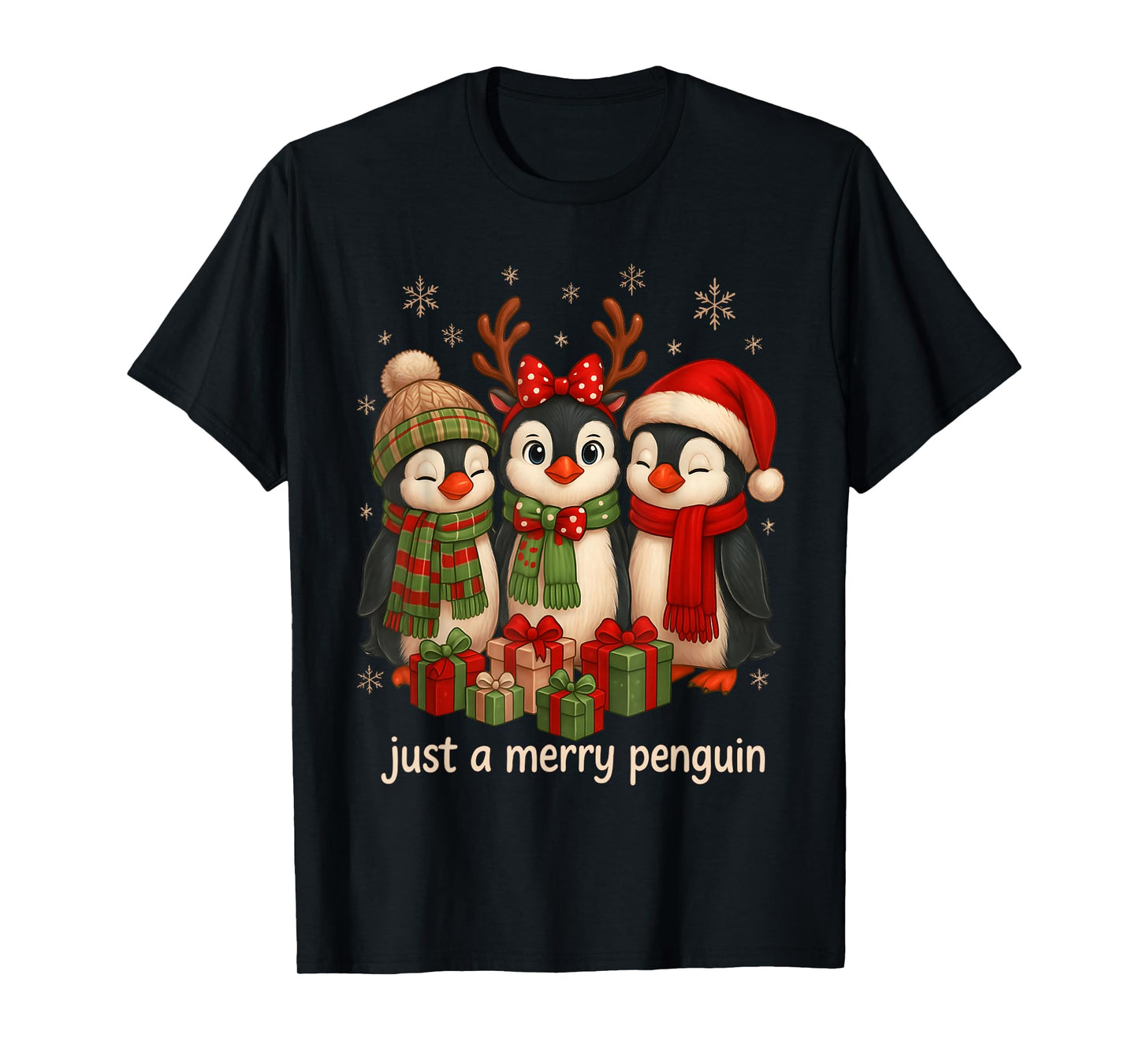 Cute Penguin Christmas Just A Merry Penguin Xmas Holiday T-Shirt