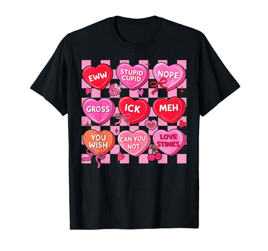 Valentine Nurse Conversation Hearts Women Girl Coquette Bow T-Shirt