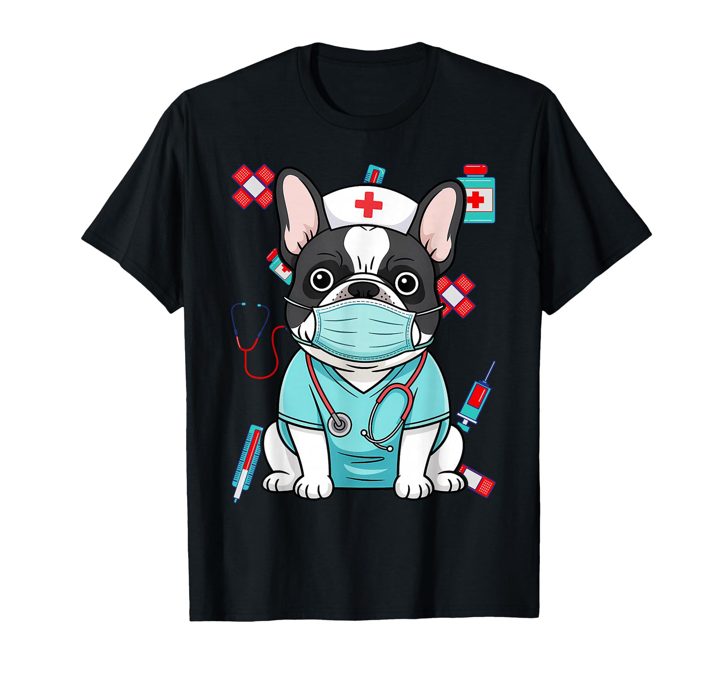 Hospital French Bulldog ER RN LPN Nurse Life Dog Lover T-Shirt