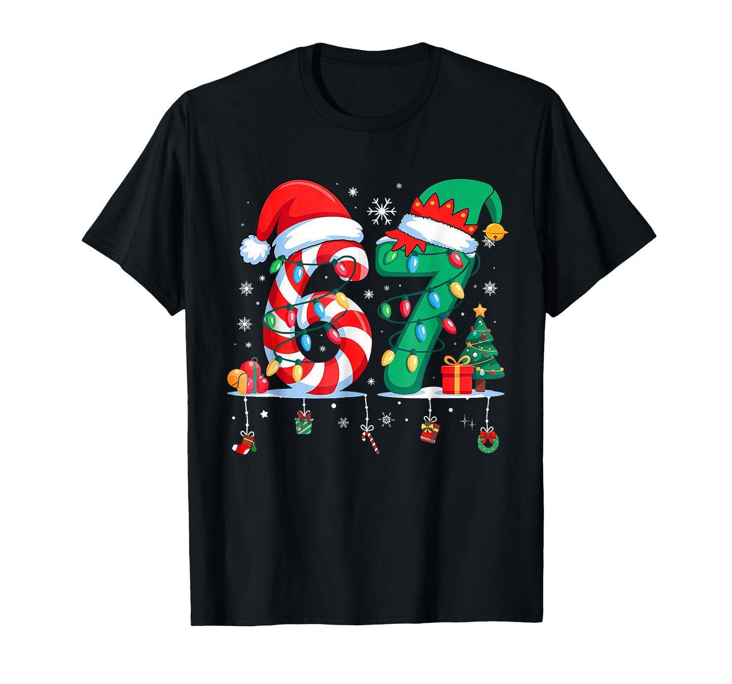 67 Six Seven Xmas Funny Christmas 6 7 Meme Men Women Kids T-Shirt
