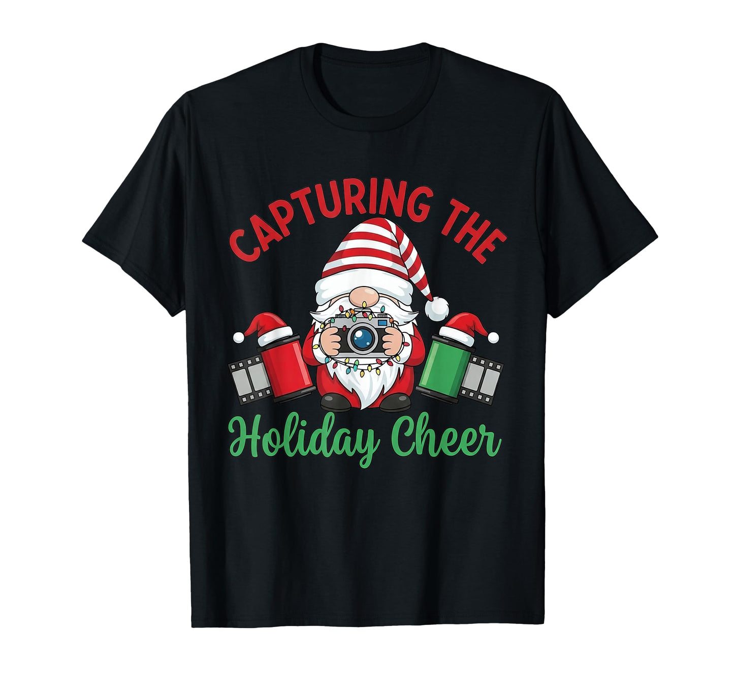 Capturing The Holiday Cheer Christmas Gnome Photographer T-Shirt