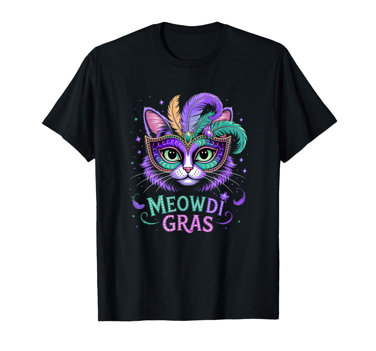 Mardi Gras Cat Matching Funny Carnival Party Mens Womens T-Shirt