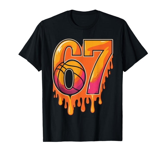 Gen Alpha Slang Kids 67 Basketball Ice Cream Drip Six Seven T-Shirt