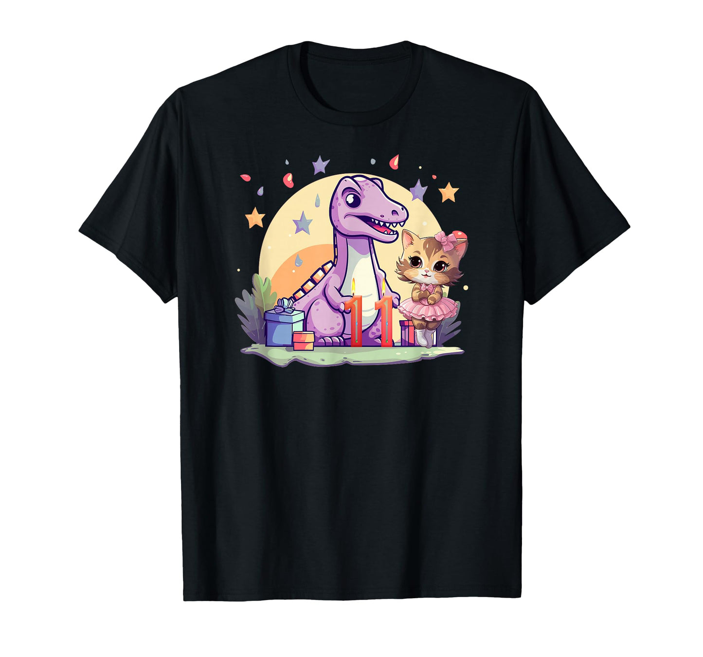 11th Birthday Dinosaur-Ballet-Cats 11 Years-Old Girls Kids T-Shirt