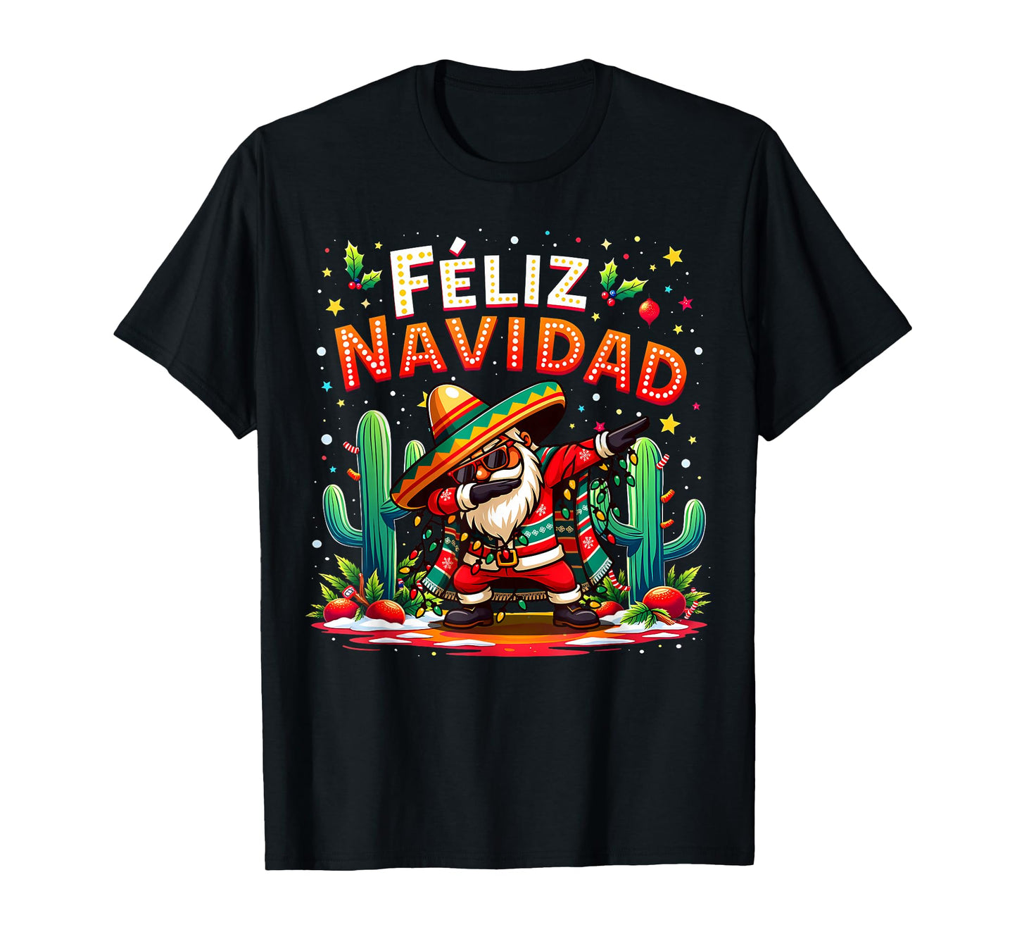 Feliz Navidad 2025 Spanish Mexican Christmas Santa Dabbing T-Shirt