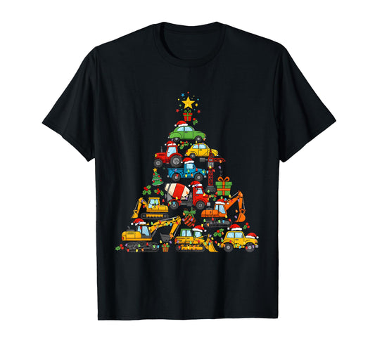 Cars Christmas Tree Cute Construction Truck Xmas Holiday T-Shirt