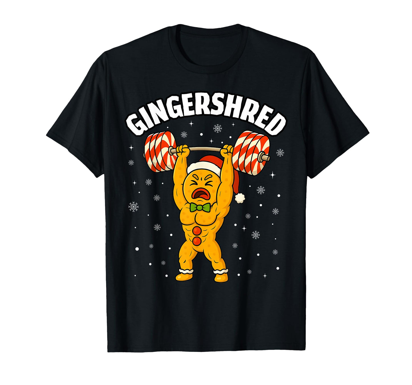 Funny Gingerbread Man Gym Bodybuilding Christmas Gingershred T-Shirt