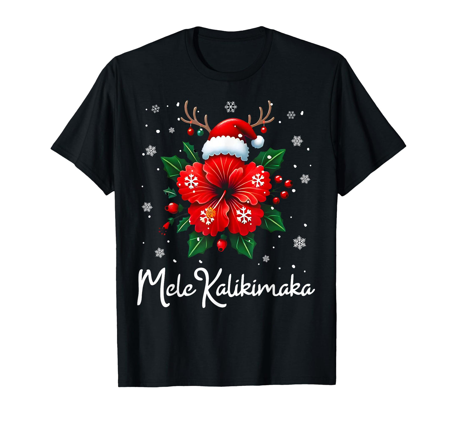 Mele Kalikimaka Hawaiian Christmas Tropical Floral Xmas T-Shirt