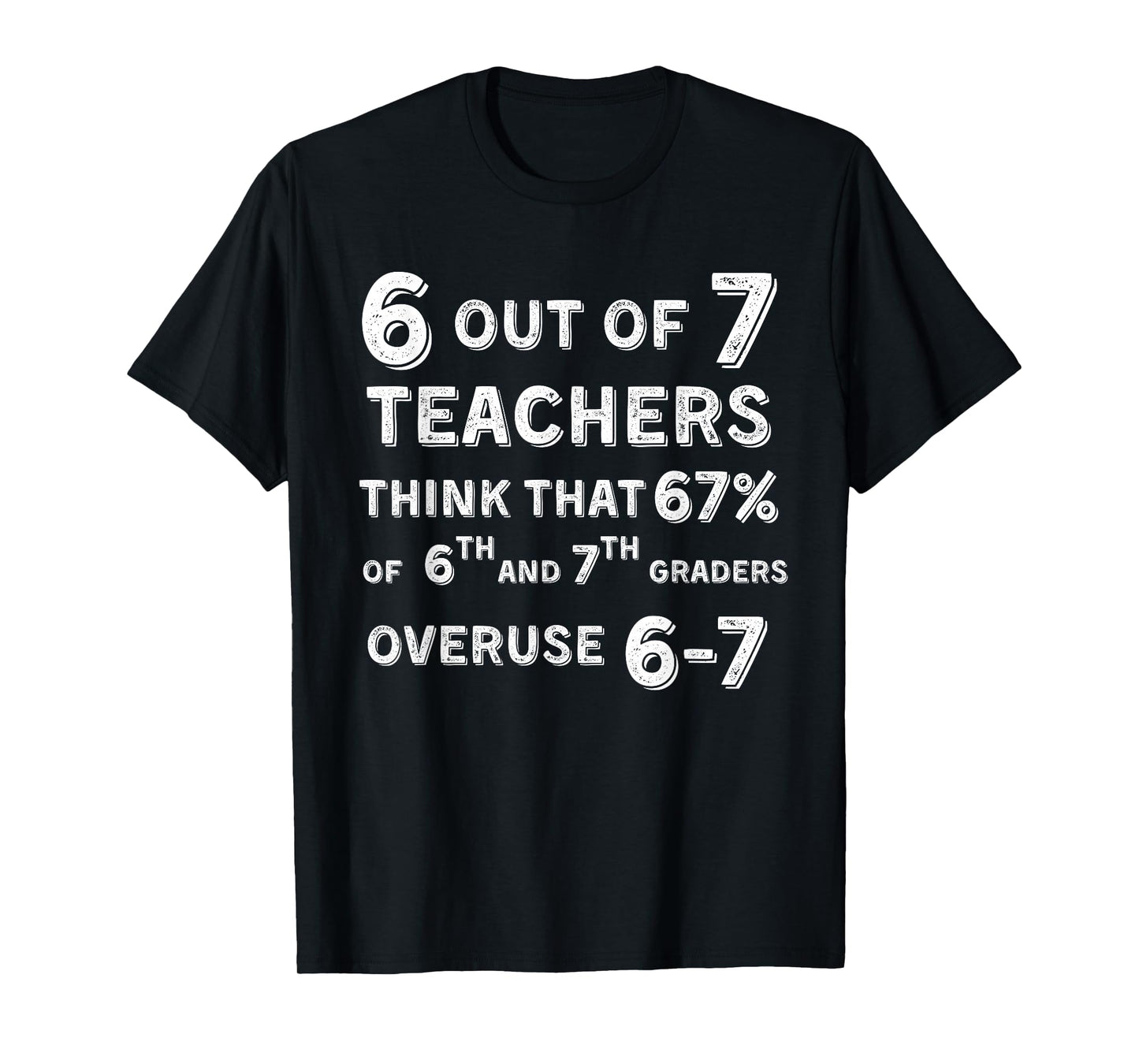 Funny 67 Teacher Middle School Teacher 6 7 Funny Overuse 67 T-Shirt