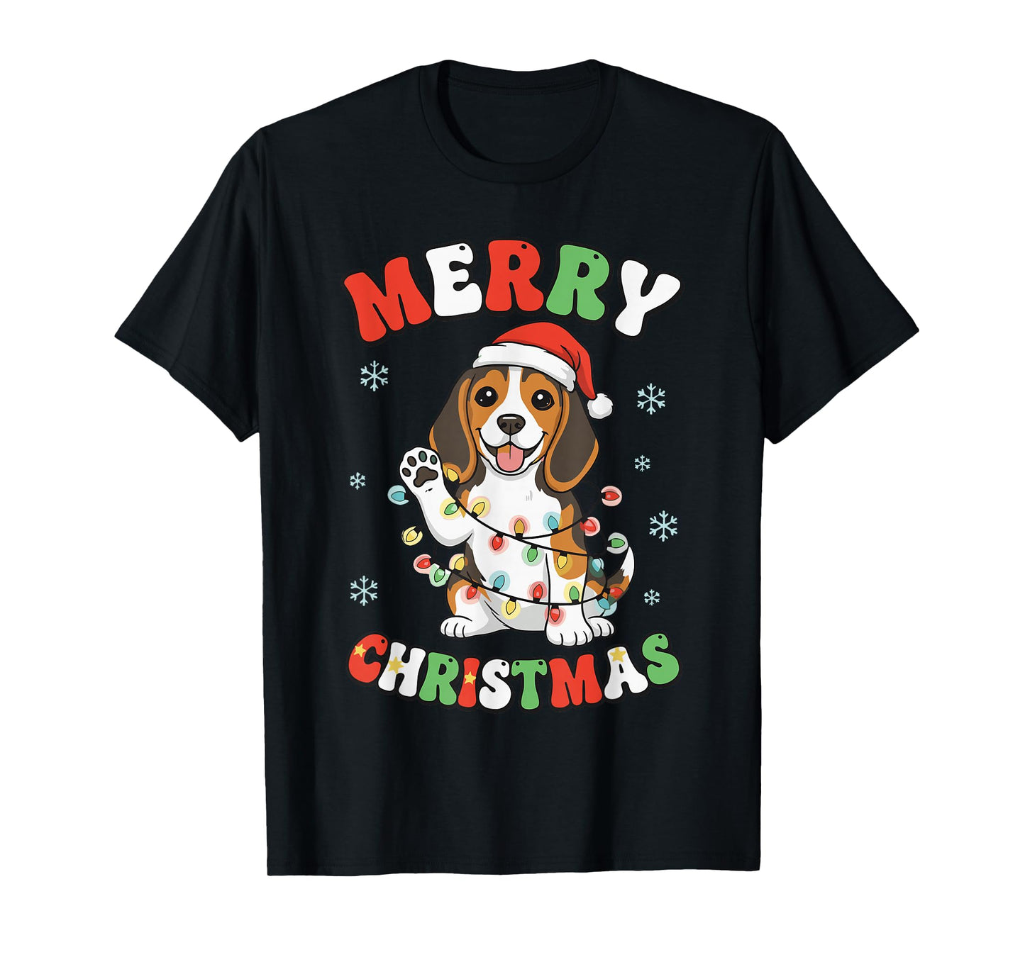 Beagle Christmas Pajamas Shirt for Women Merry Christmas T-Shirt