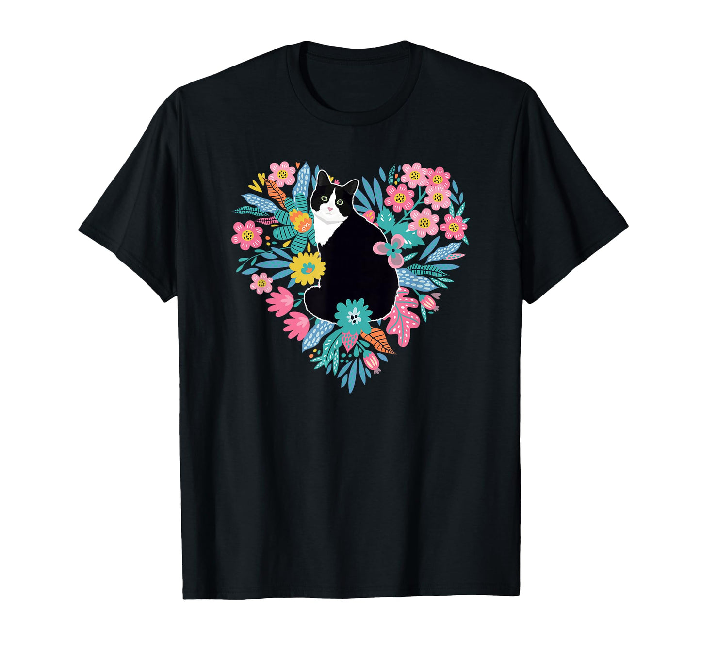 Tuxedo Cat Flowers Tuxedo Cat Owner Tuxedo Cat Lover T-Shirt