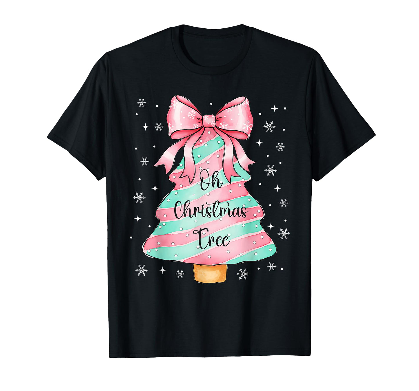 Cute Christmas Tree Cake Shirt Lovers Xmas Women Girls T-Shirt