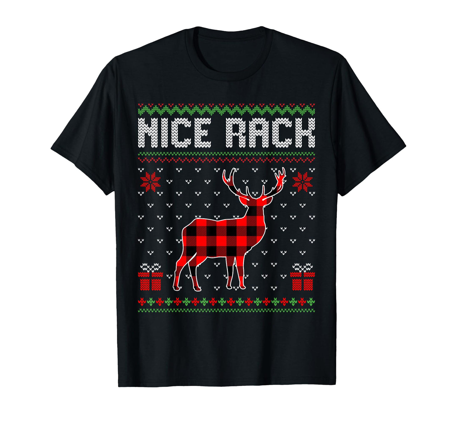 Retro Nice Rack Ugly Christmas Sweater Couples Matching Xmas T-Shirt
