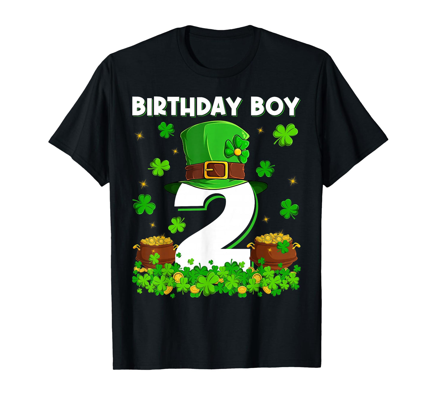 Birthday Boy 2 Years Old Saint Patrick's Day 2nd Birthday T-Shirt