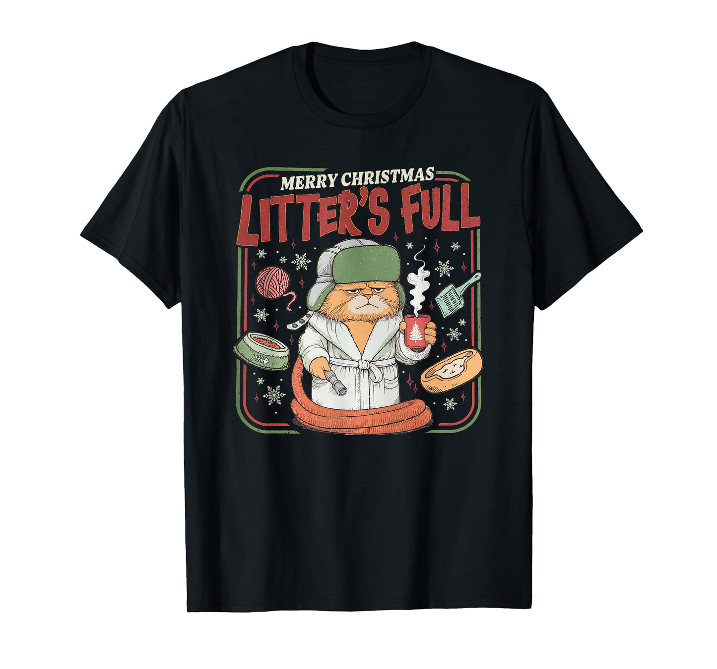 Litter's Full Merry Christmas Funny Cat Lovers Holidays Xmas T-Shirt