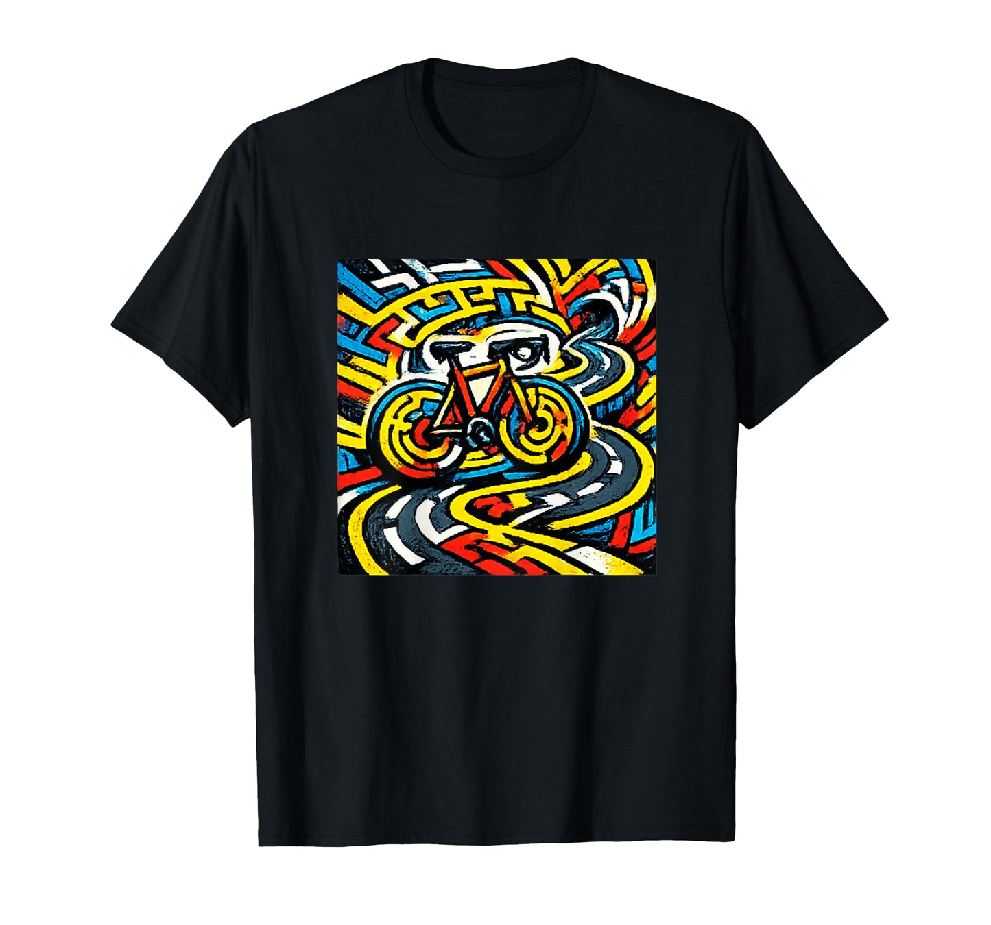 Cycling Psychedelic Maze Road Bike Art T-Shirt