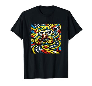 Cycling Psychedelic Maze Road Bike Art T-Shirt