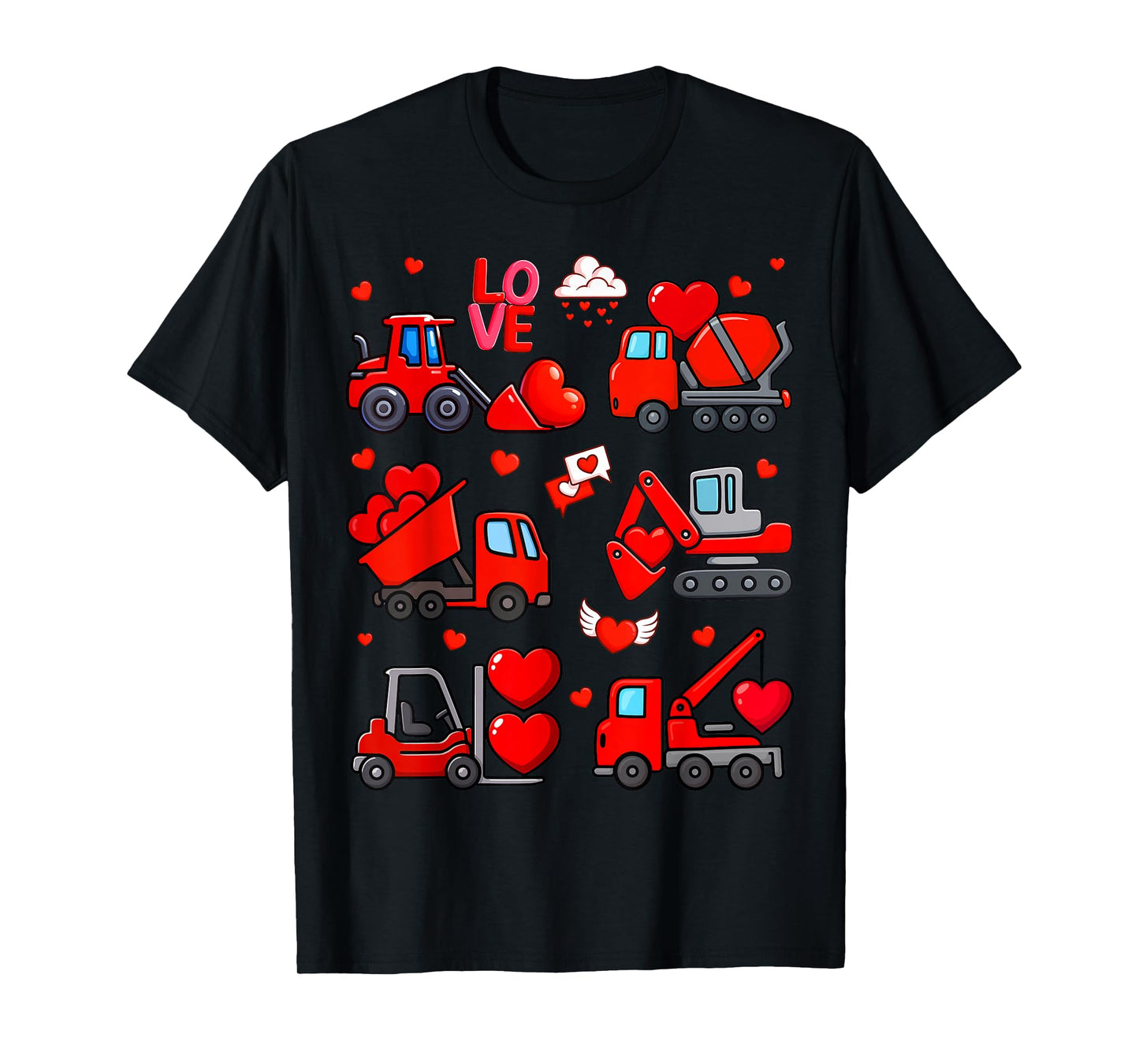 Funny Heart Truck Consturction Love Valentine Outfit Boy Kid T-Shirt