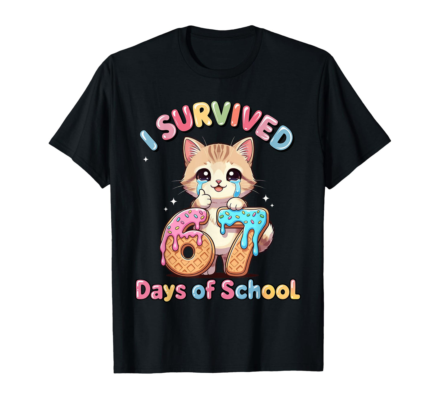 Cat Kitty Gen Alpha Students I Survived 67 Days of School T-Shirt