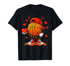 Valentine Basketball Heart Drip Sport Valentines Day Boys T-Shirt
