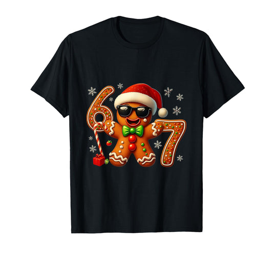 Six Seven 6 7 Meme Gingerbread Christmas Baking Men Women T-Shirt