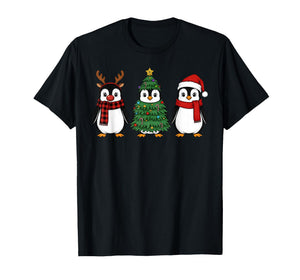 Retro Christmas Penguin Santa Reindeer T-Shirt