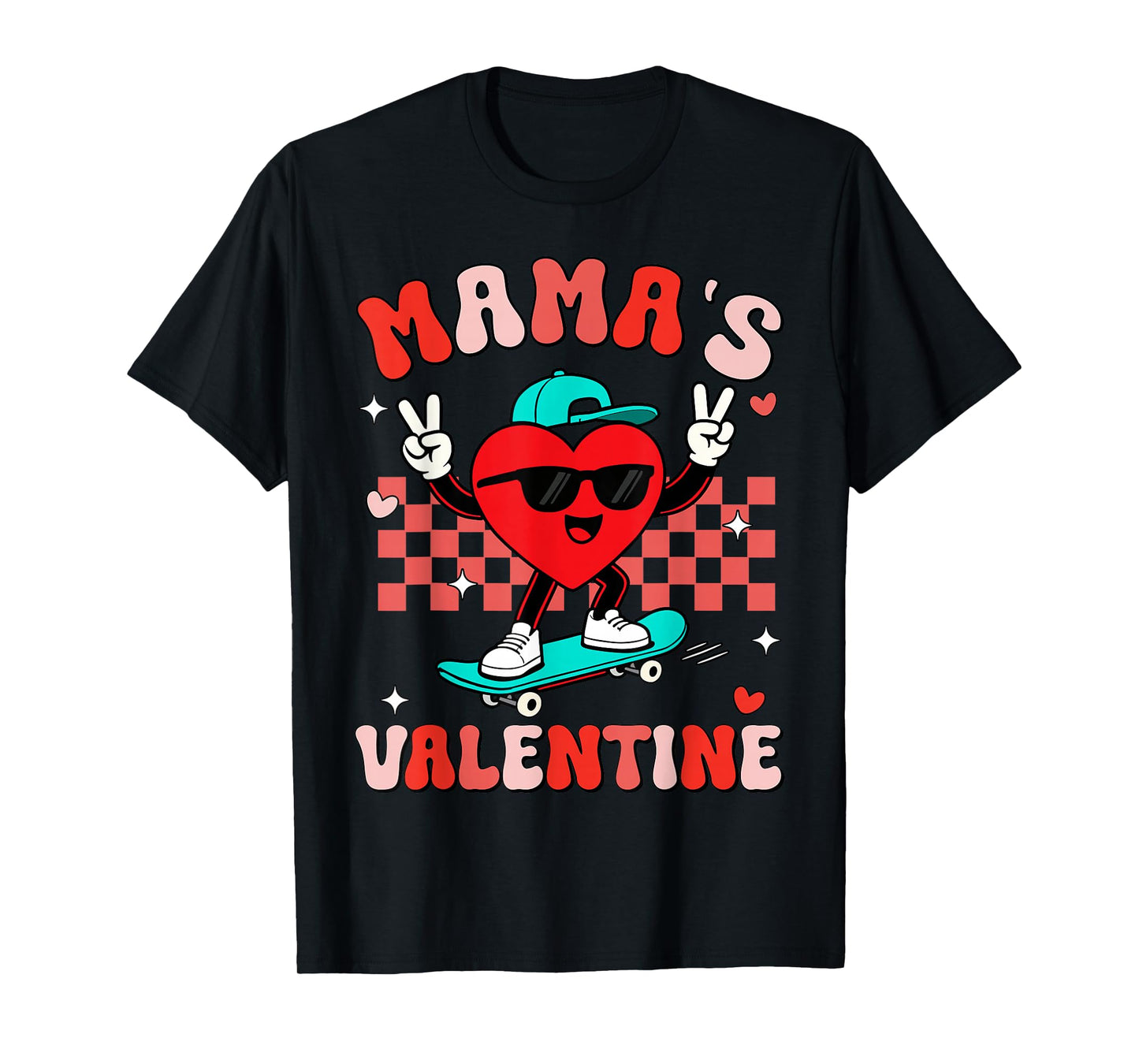 Groovy Heart Mama's Valentine Mom for Boys Girls Kid Toddler T-Shirt