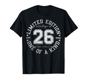 26 Year Old Gifts Vintage 2000 Limited Edition 26th Birthday T-Shirt