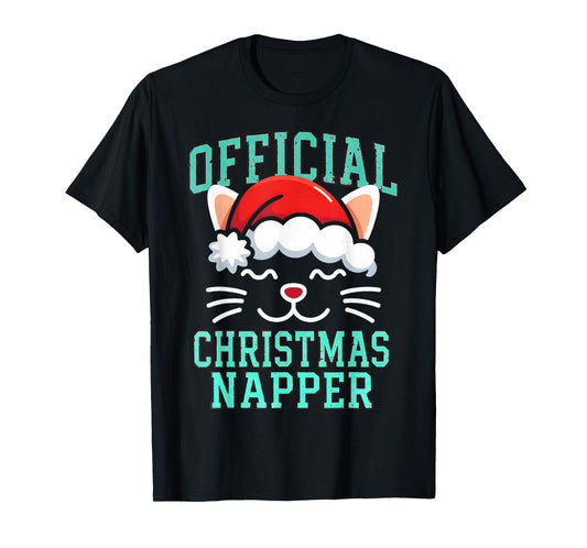 Official Christmas Napper Funny Lazy Cat Lover Holiday Men T-Shirt