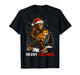 Merry Catmas Bigfoot and Lights Santa Hat Funny Cat Xmas T-Shirt