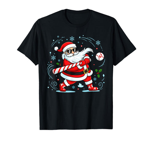 Funny Baseball Santa 67 Christmas Xmas Pajamas Mens Boys Kid T-Shirt