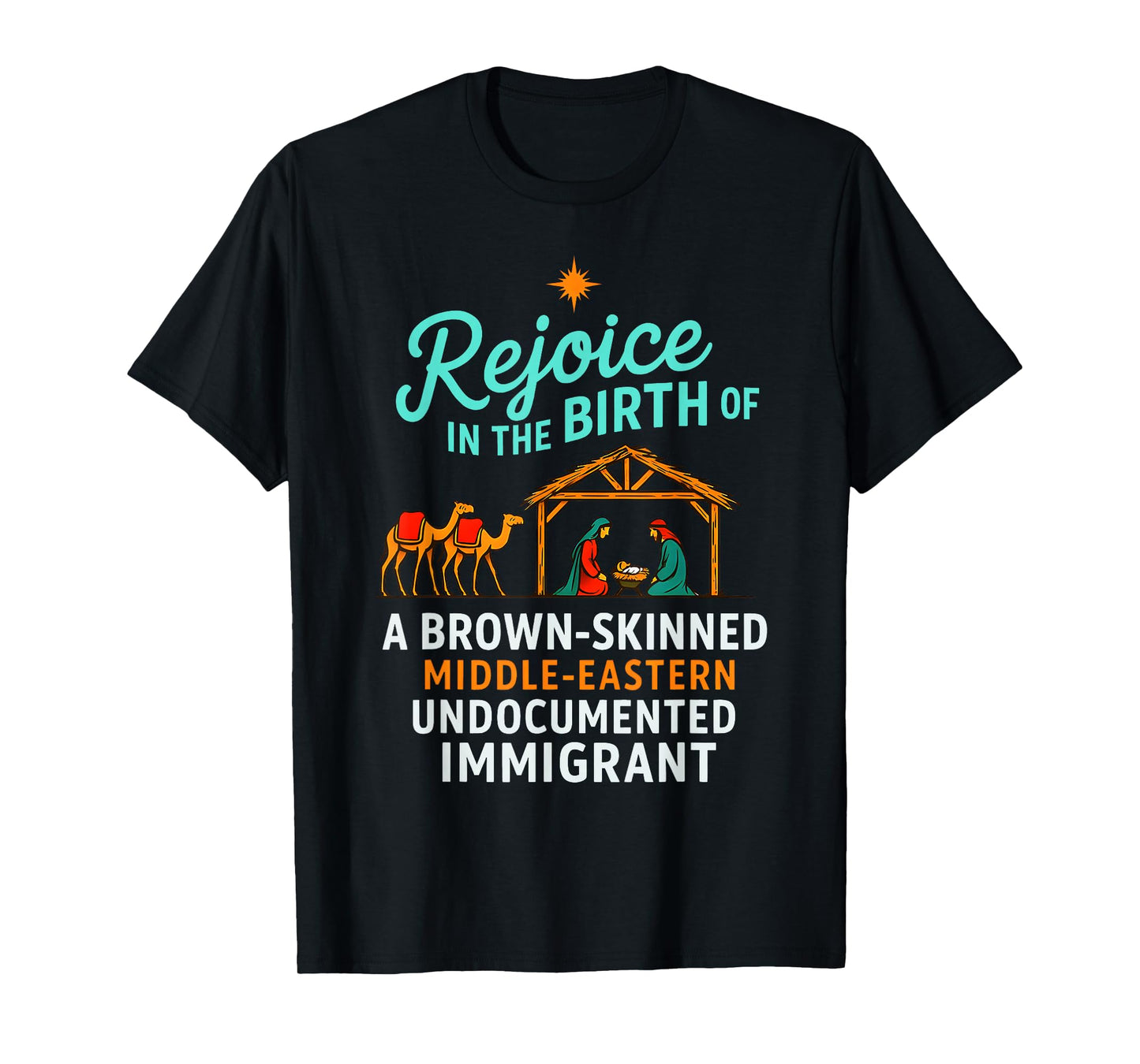 Rejoice in The Birth of A Brown Skinned Christian Christmas T-Shirt