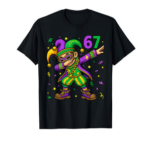 Mardi Gras Dabbing Boy Funny Six Seven 67 Meme Men Boy Kid T-Shirt