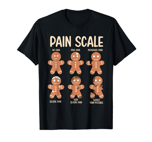 Pain Scale Funny Gingerbread Man Christmas Nurse Holiday T-Shirt