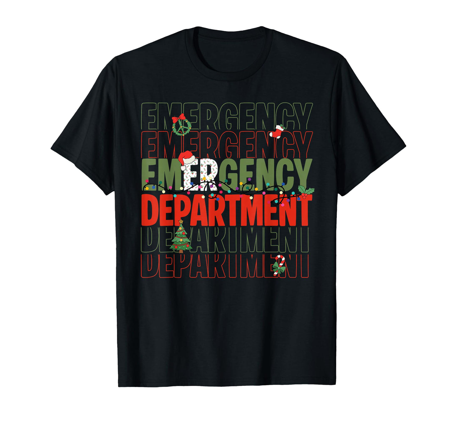 Retro Emergency Department Christmas Santa ER Crew Nurse T-Shirt