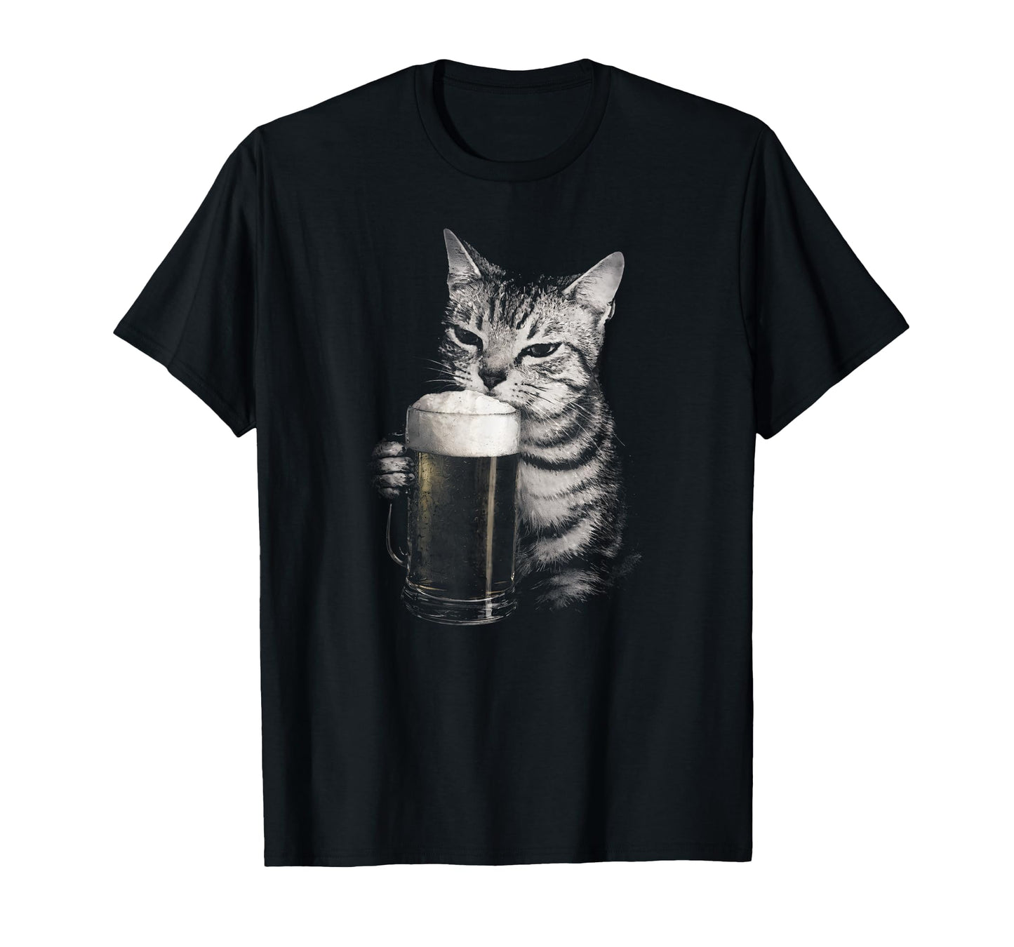 Cat Drinks Beer Funny Meme Men Women Matching T-Shirt