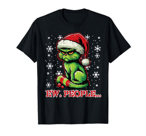 Christmas Cat Santa Ew People Funny Xmas Men Women Kids T-Shirt